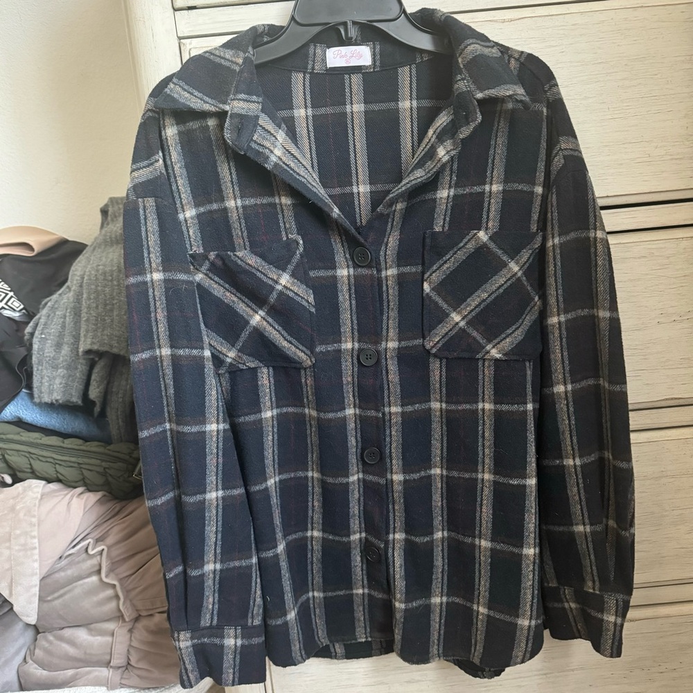 Pink Lily Plaid Shacket